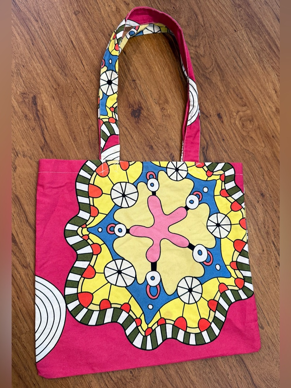 Vintage 2006 Cilla Ramnek IKEA Of Sweden Pink Funky ART Bag Tote Custom